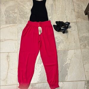 NWT-Elan/ Size Large, elastic waist & ankles, blousy pants in fuchsia pink